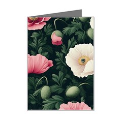 Poppy Flower Plant Petals Bloom Mini Greeting Card by Grandong