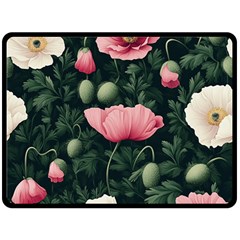 Poppy Flower Plant Petals Bloom Two Sides Fleece Blanket (large) by Grandong