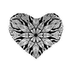 Seamless Tiling Pattern Hand Drawn Black White Standard 16  Premium Flano Heart Shape Cushions by Grandong