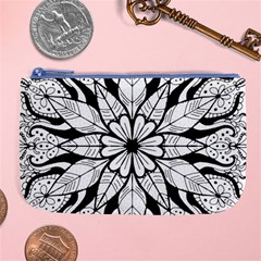 Seamless Tiling Pattern Hand Drawn Black White Large Coin Purse by Grandong