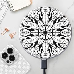 Seamless Tiling Pattern Hand Drawn Black White Wireless Fast Charger(white) by Grandong