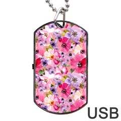 Pattern Seamless Texture Daisies Dog Tag Usb Flash (two Sides) by Grandong