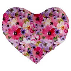 Pattern Seamless Texture Daisies Large 19  Premium Flano Heart Shape Cushions by Grandong