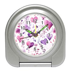 Hearts Love Purple Travel Alarm Clock by Grandong