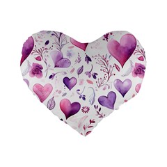 Hearts Love Purple Standard 16  Premium Flano Heart Shape Cushions by Grandong