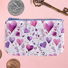 Hearts Love Purple Large Coin Purse by Grandong