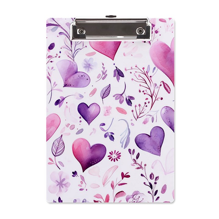 Hearts Love Purple A5 Acrylic Clipboard