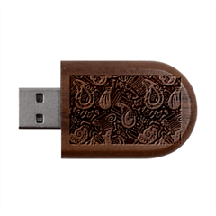 Abstract Art Pattern Design Background Wood Oval Usb Flash Drive by Grandong