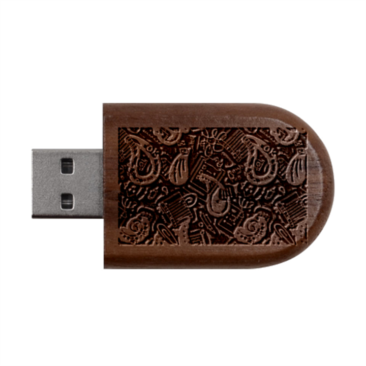 Abstract Art Pattern Design Background Wood Oval USB Flash Drive