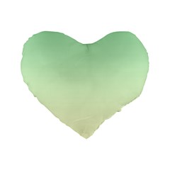 Mint Green To Cream Yellow Linear Gradient Standard 16  Premium Flano Heart Shape Cushions by GradientsOmbre