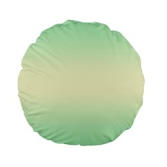 Mint Green To Cream Yellow Bilinear Gradient Standard 15  Premium Flano Round Cushions by GradientsOmbre