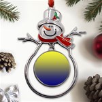 Electric Yellow To Navy Blue Linear Gradient Metal Snowman Ornament Front