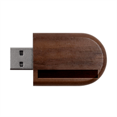 Electric Yellow To Navy Blue Linear Gradient Wood Oval Usb Flash Drive by GradientsOmbre