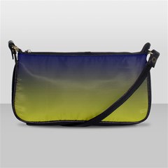 Navy Blue To Electric Yellow Linear Gradient Leather Shoulder Clutch Bag by GradientsOmbre