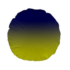 Navy Blue To Electric Yellow Linear Gradient Standard 15  Premium Flano Round Cushions by GradientsOmbre