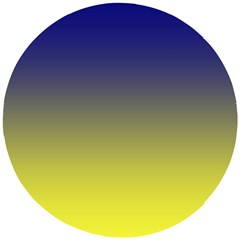 Navy Blue To Electric Yellow Linear Gradient Wooden Puzzle Round by GradientsOmbre