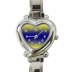 Electric Yellow To Navy Blue Bilinear Gradient Heart Italian Charm Watch by GradientsOmbre