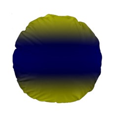 Electric Yellow To Navy Blue Bilinear Gradient Standard 15  Premium Round Cushions by GradientsOmbre