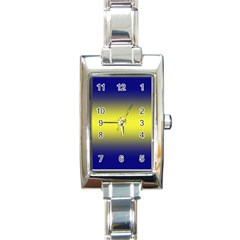 Navy Blue To Electric Yellow Bilinear Gradient Rectangle Italian Charm Watch by GradientsOmbre