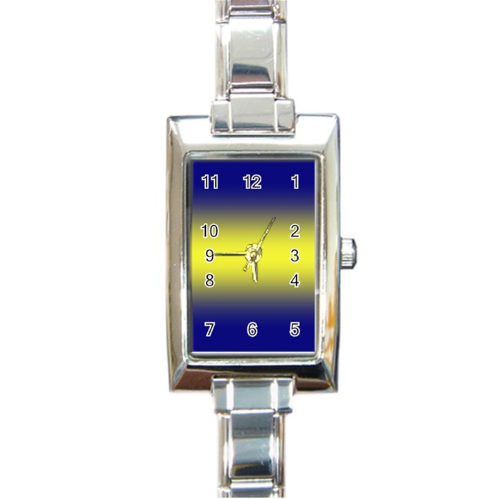 Navy Blue To Electric Yellow Bilinear Gradient Rectangle Italian Charm Watch