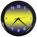 Navy Blue To Electric Yellow Bilinear Gradient Wall Clock (Black) Front