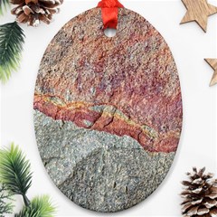 Red And Gray Rock Texture Print Oval Ornament (two Sides) by dflcprintsclothing