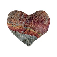 Red And Gray Rock Texture Print Standard 16  Premium Heart Shape Cushions by dflcprintsclothing