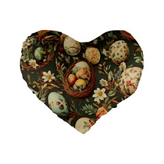 Charming Seamless Pattern Vintage Easter Floral Motif Standard 16  Premium Flano Heart Shape Cushions by dflcprintsclothing