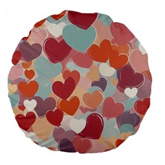 Valentines Day Hearts Romance Love Large 18  Premium Round Cushions by Posterlux