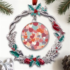 Valentines Day Hearts Romance Love Metal X mas Wreath Holly Leaf Ornament by Posterlux