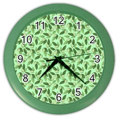 Leaves Pattern Texture Seamless Color Wall Clock by Hannah976