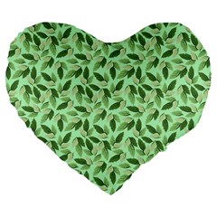 Leaves Pattern Texture Seamless Large 19  Premium Flano Heart Shape Cushions by Hannah976