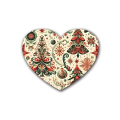 Christmas Tree Snow Rubber Coaster (heart) by Bedest