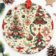 Christmas Tree Snow Round Filigree Ornament (two Sides) by Bedest