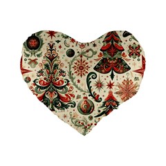 Christmas Tree Snow Standard 16  Premium Heart Shape Cushions by Bedest