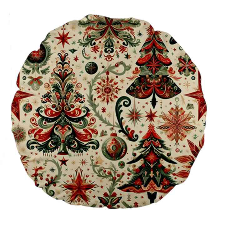 Christmas Tree Snow Large 18  Premium Flano Round Cushions