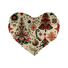 Christmas Tree Snow Standard 16  Premium Flano Heart Shape Cushions by Bedest