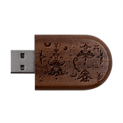 Christmas Tree Snow Wood Oval Usb Flash Drive by Bedest