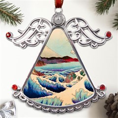 Wave Japanese Mount Fuji Ocean Metal Angel With Crystal Ornament by Bedest