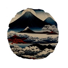 Hokusai Moutains Japan Standard 15  Premium Flano Round Cushions by Bedest