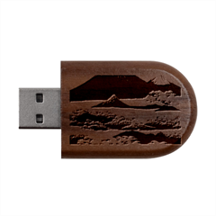 Hokusai Moutains Japan Wood Oval Usb Flash Drive by Bedest