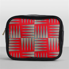 Zigzag Pattern Chevron Red Mini Toiletries Bag (one Side) by Bedest