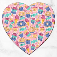 Ice Cream Donut Sweets Candie Jigsaw Puzzle (heart) by Apenda