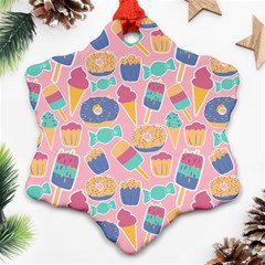 Ice Cream Donut Sweets Candie Ornament (snowflake) by Apenda