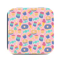 Ice Cream Donut Sweets Candie Square Metal Box (black) by Apenda