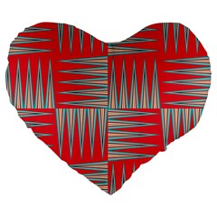 Zigzag Pattern Chevron Red Large 19  Premium Flano Heart Shape Cushions by Bedest