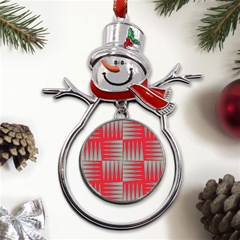 Zigzag Pattern Chevron Red Metal Snowman Ornament by Bedest