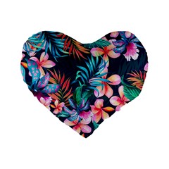 Hawaiian Flowers Hawaii Standard 16  Premium Flano Heart Shape Cushions by Cemarart