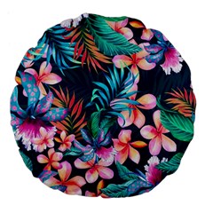 Hawaiian Flowers Hawaii Large 18  Premium Flano Round Cushions by Cemarart