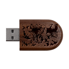 Hawaiian Flowers Hawaii Wood Oval Usb Flash Drive by Cemarart